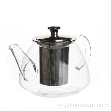 إبريق شاي زجاجي مصنوع يدويًا مع مصفاة من الفولاذ المقاوم للصدأ